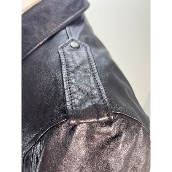 Vintage Flight Jacket American Express Mens 46 Dark Brown Bomber 90s - Picture 4 of 11